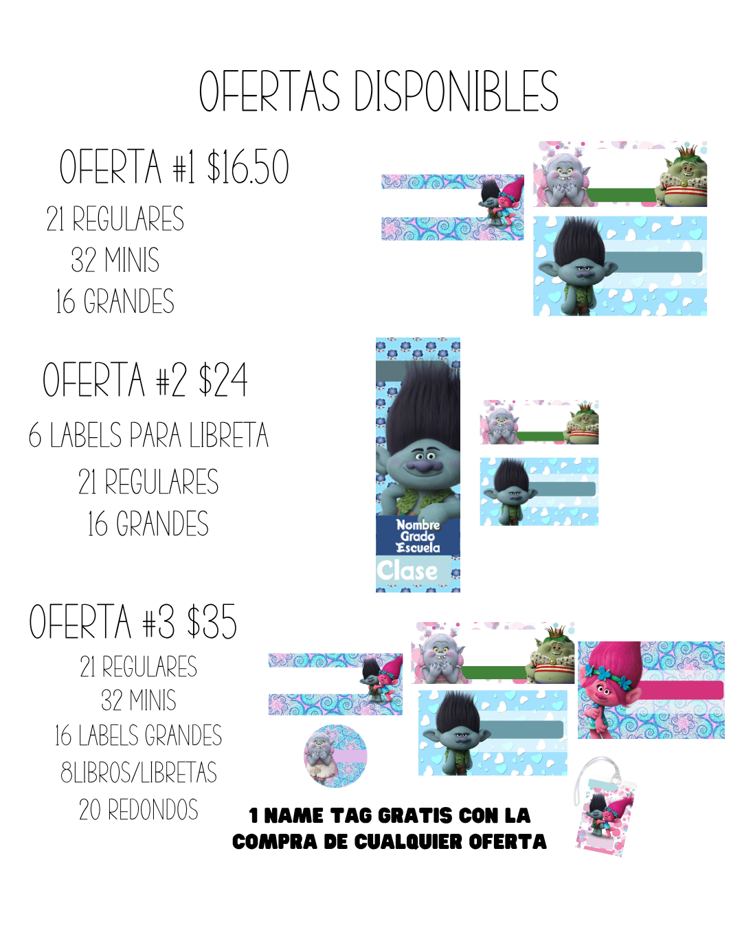 Oferta #2 - Paquete con Franja de Etiquetas Escolares