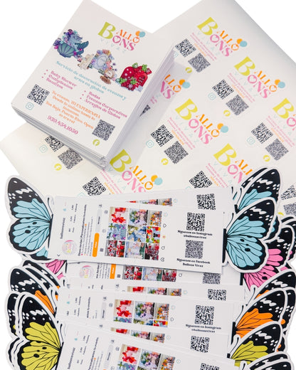 TARJETAS VIRALES + FLYERS + STICKERS CON QR CODE